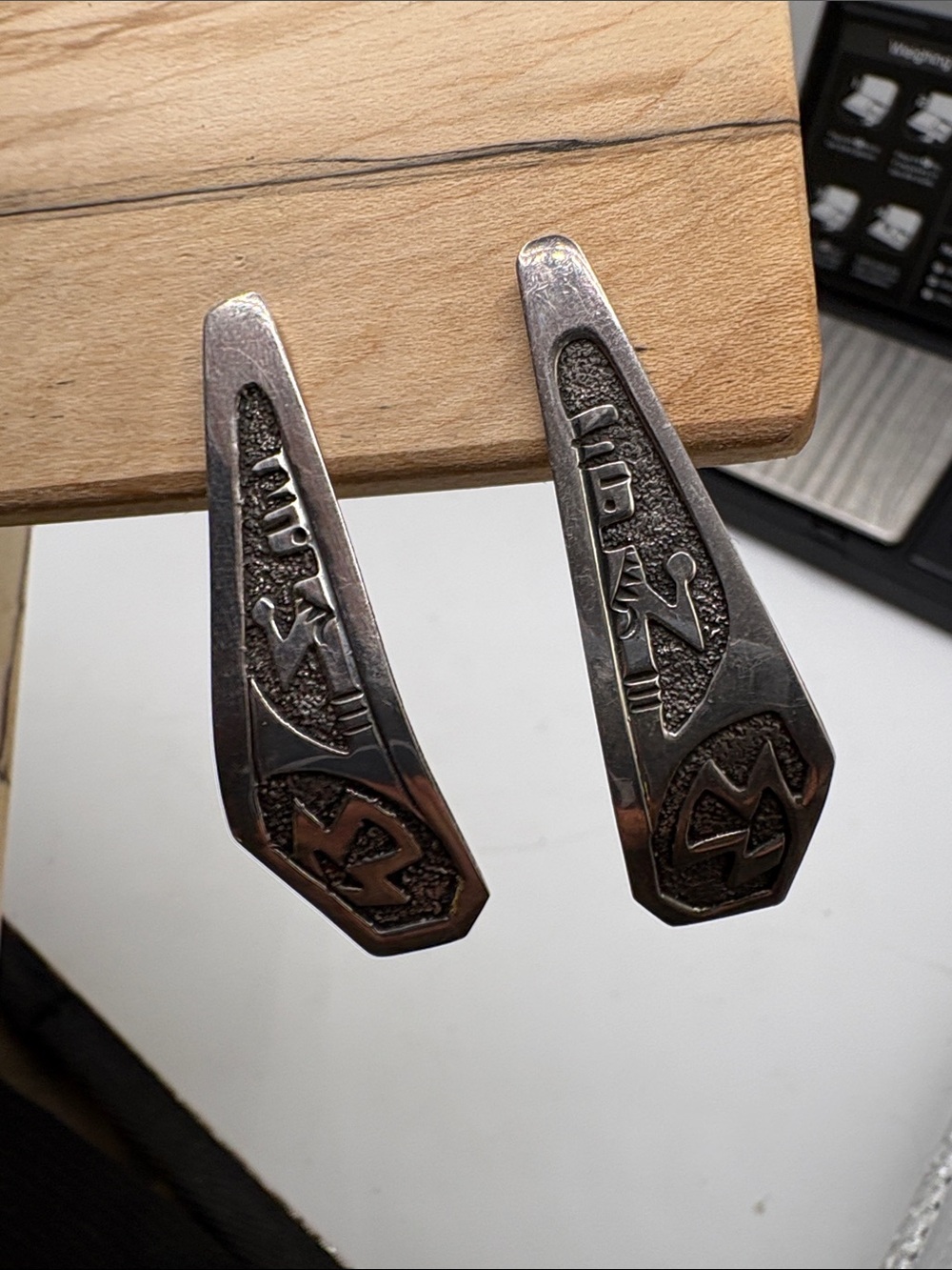 Sterling  Naive American Hopi Story Telling earrings